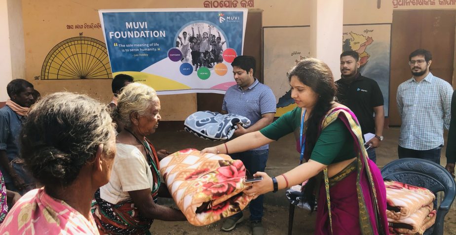 Donating Blankets in a tribal village